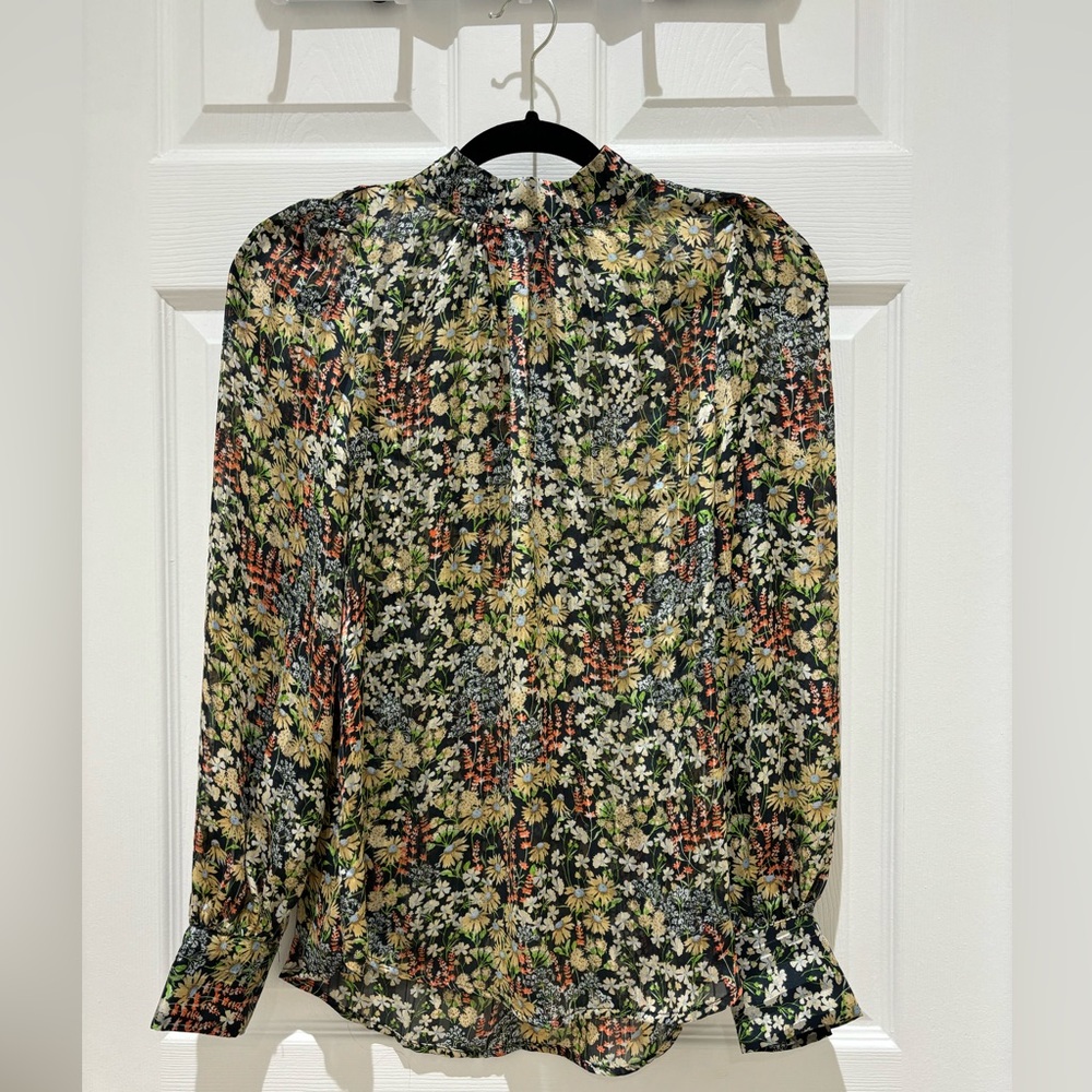Gorgeous H&M multi color floral sheer top XS
